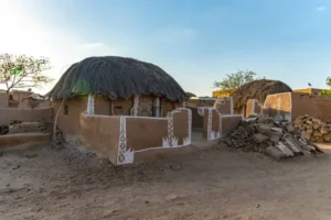 Houses made of clay traditionally in Thar desert due to poverty