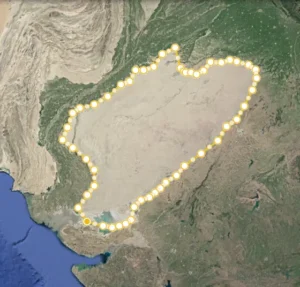 Map showing area covered by Thar desert