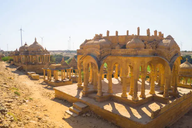 samadhis' of brave kings of jaisamer, thar desert, rajasthan