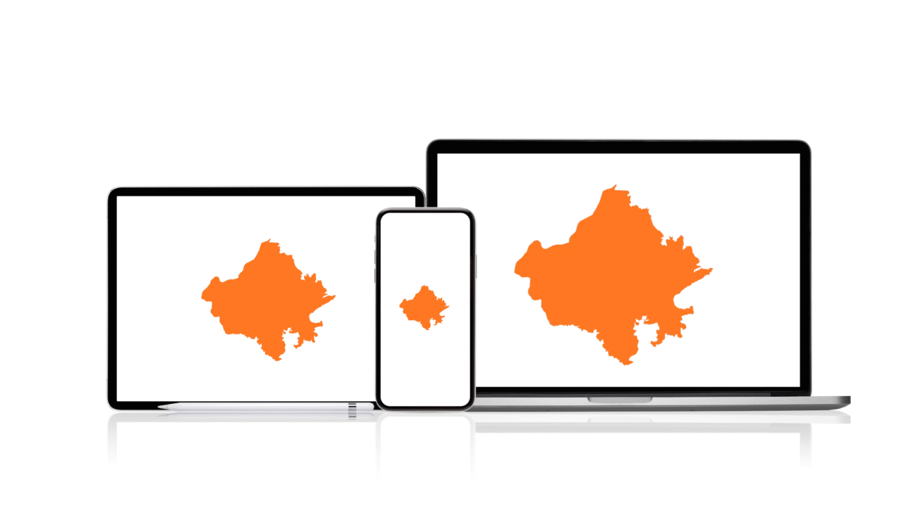 Rajasthan map as a logo on different devices for RBSE